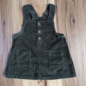 Old Navy Baby Size 3-6M Olive Green Corduroy Overall Dress Buttons Pockets